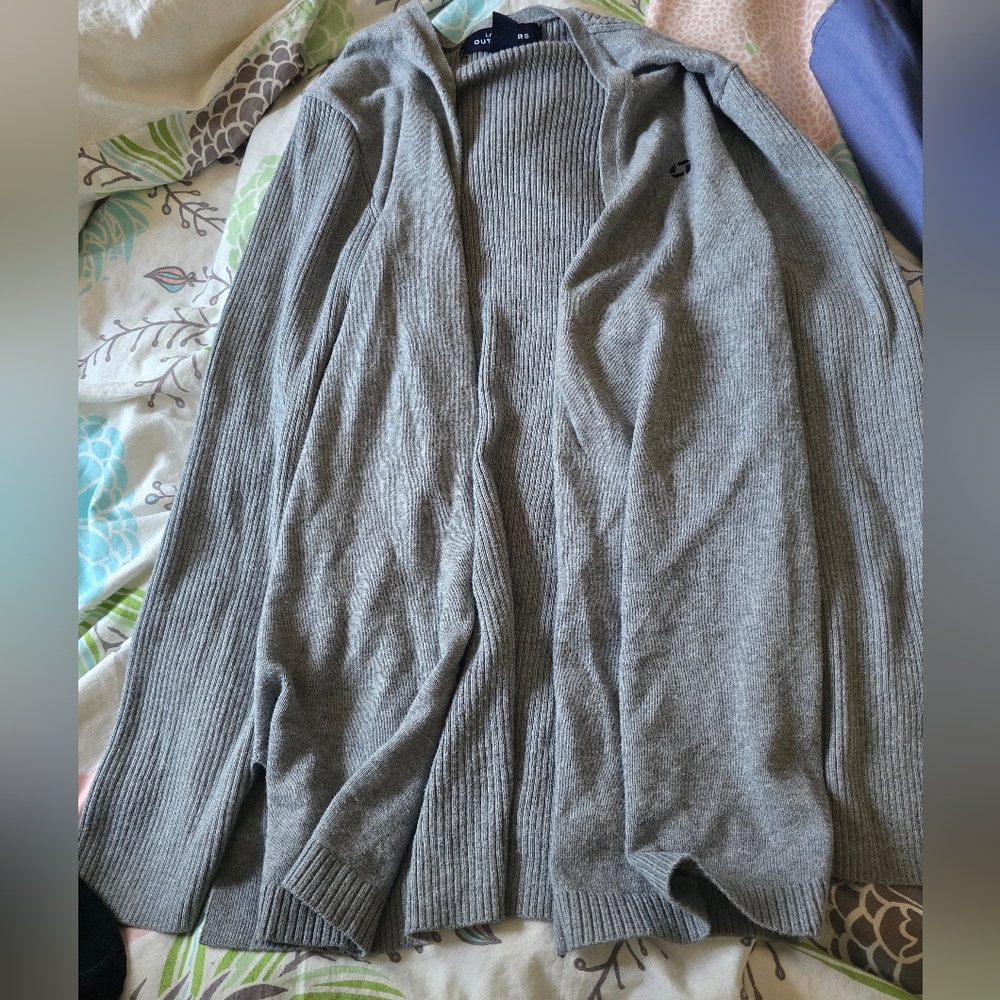 Gray Ribbed Cardigan